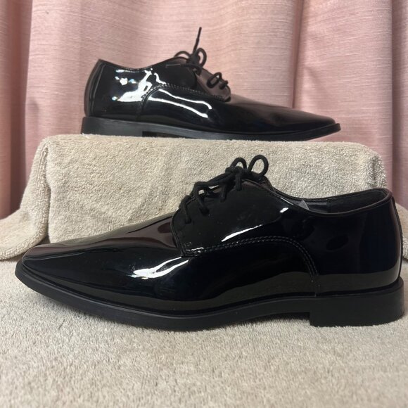 Joseph Abboud Mens Black Shiny Dress Shoes Size 9M Formal Lace-Up 4600 123022 - Picture 2 of 16